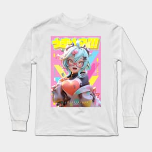 I love Candyfloss - Cr8zy in love Collection | Kawaii Anime Girl with glasses Pop Art 3D Design | PROUD OTAKU Long Sleeve T-Shirt